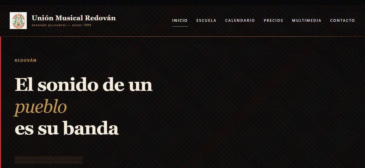 Captura de la web de Unión Musical de Redován